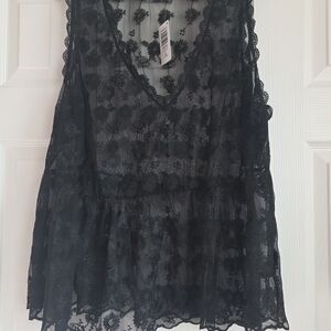 torrid Black Floral Lace V-Neck Camisole